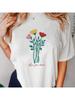 New Watercolor Printed Casual Wounisex's Harajuku 90s Street Short Sleeved T-Shirt Cartoon Flower Printed Wounisex's Summer Top