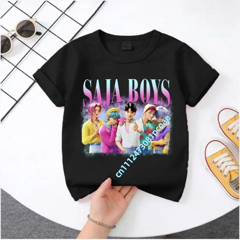 Kpop Demon Hunters Children's T Shirt Women Short Sleeve Saja Boys Kids Tee Kpop Demon Hunters TshirtBoys Girls Family Clothing