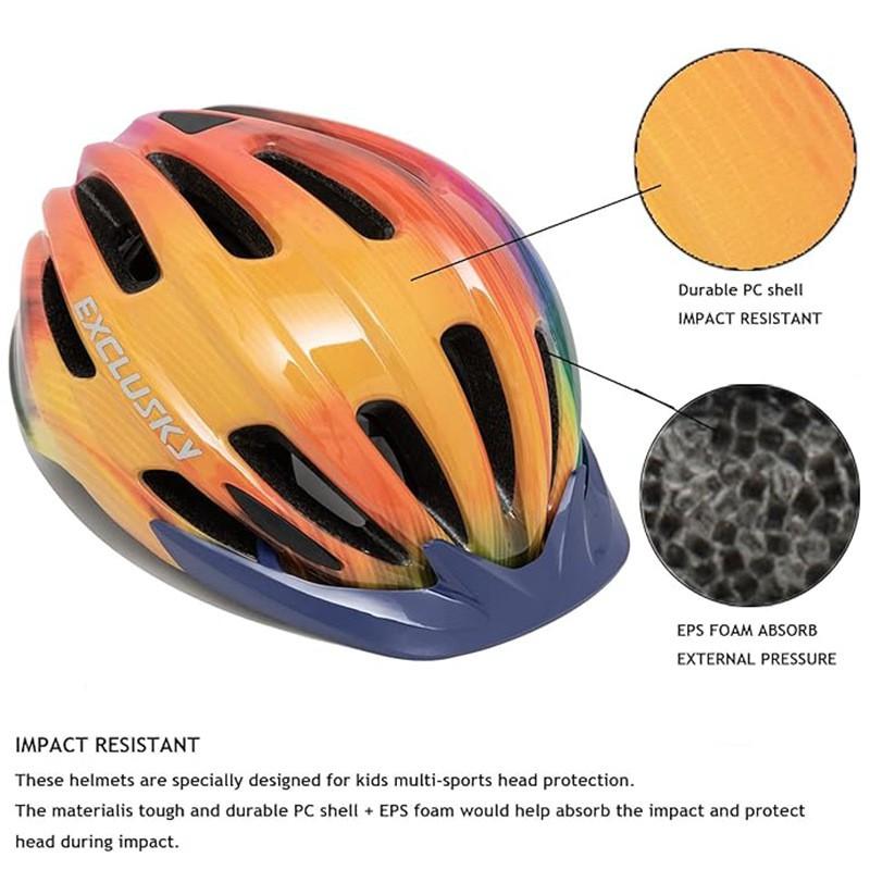 Kids Bike Helmet With Rear Light Adjustable Cycling Children Outdoor Riding Skateboard Safety Gear