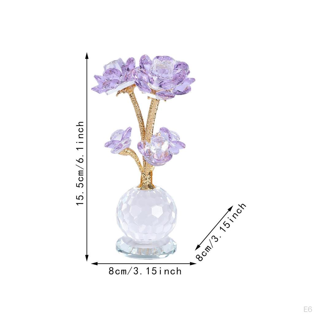 Lotus Flower Figurine Artwork Glass Statue for Cabinet Wedding Shelves