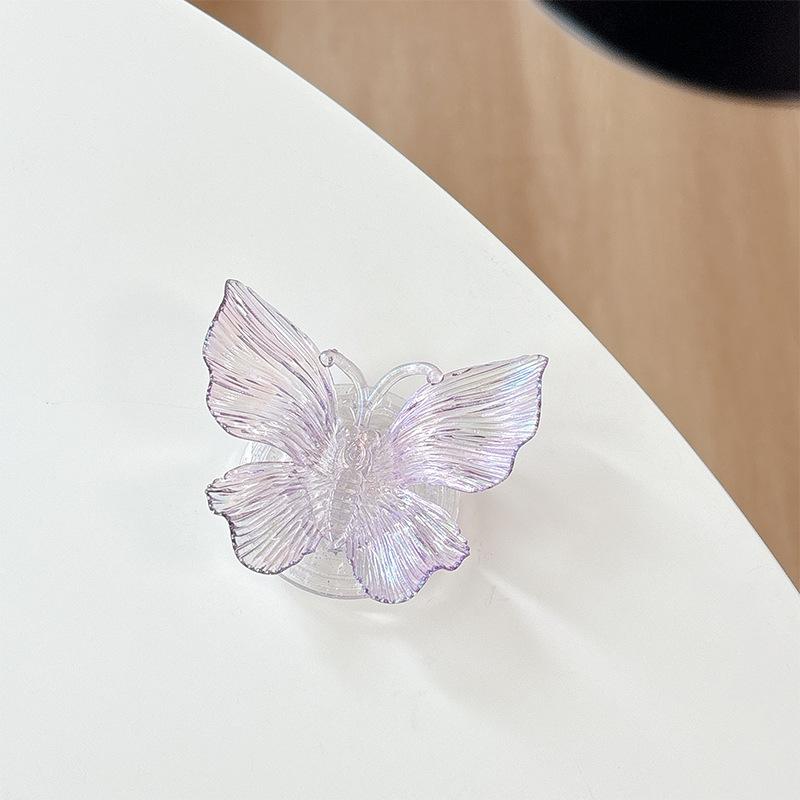 Three-Dimensional Colorful Butterfly Mobile Phone Airbag Bracket Magnetic Paste Flash Powder Wind Ring Desktop Watching Drama