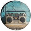 Vintage Boombox Radio On Brick Wall Spare Tire Cover Waterproof Oxford Wheel Protector for SUV RV
