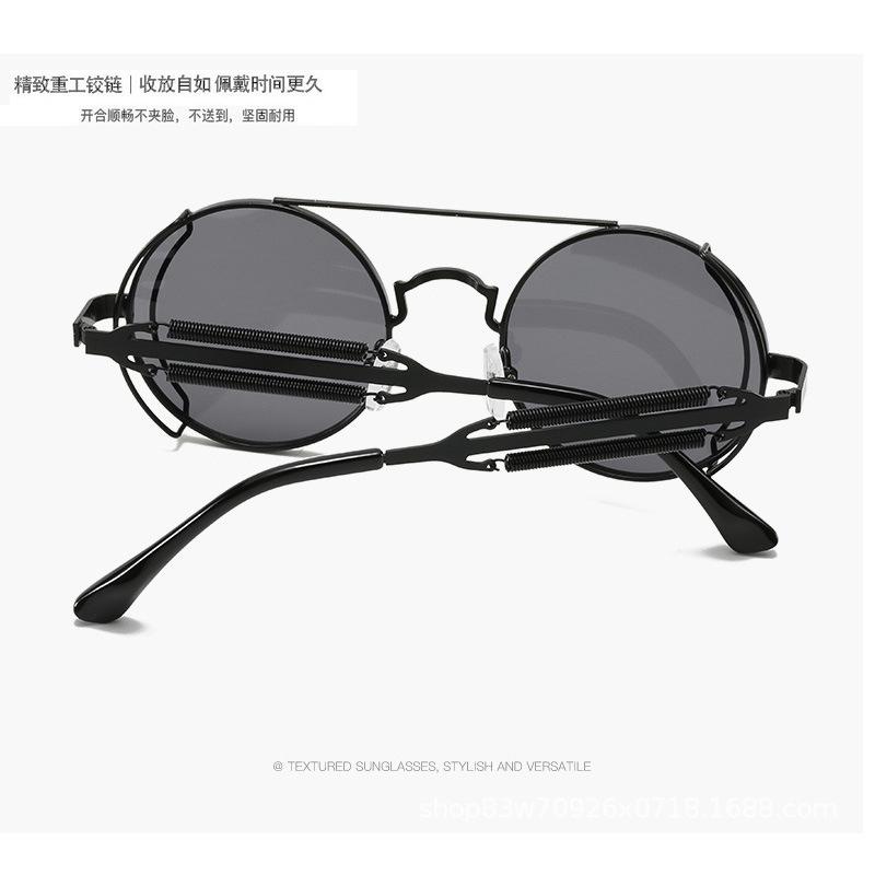 Foreign Trade Round Frame Punk Sunglasses Hollow Double Spring Metal Sunglasses Hollow Legs Sunglasses