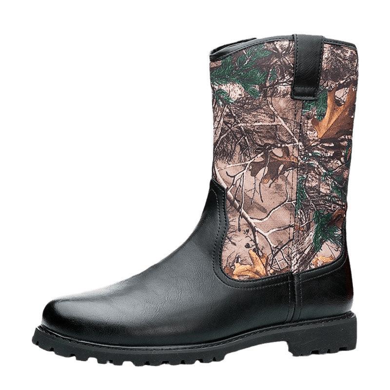 Men's Retro Camouflage Martin Boots: High-Top Workwear Motorcycle Shoes