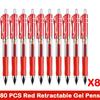 10/100 PCS Roise Retractable Gel Pens Set Black/Red/Blue Ink Ballpoint for Writing Refills Office School Supplies Stationery