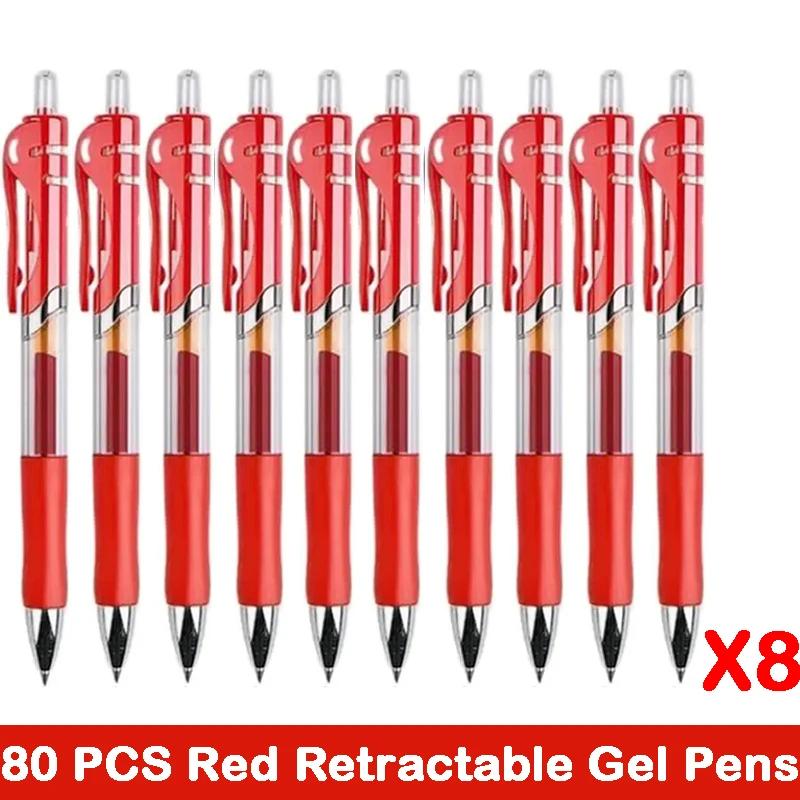 10/100 PCS Roise Retractable Gel Pens Set Black/Red/Blue Ink Ballpoint for Writing Refills Office School Supplies Stationery