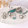 8 Pack Turquoise Rings Beach Women Rings Delicate Rings Jewelry Accessories Rings Set Alloy Turquoise Material for Party