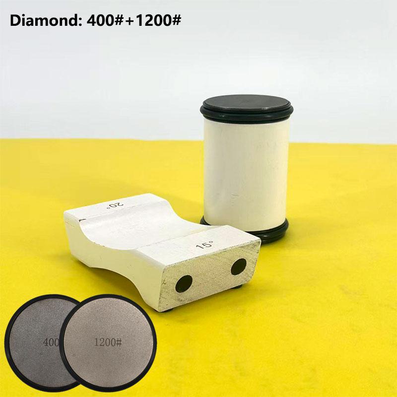 Ascuțitor de cuțite cu role la 15 și 20 de grade, suport magnetic pentru cuțite, kit piatră de ascuțit cu diamant cu rolă de unghi, accesoriu de bucătărie