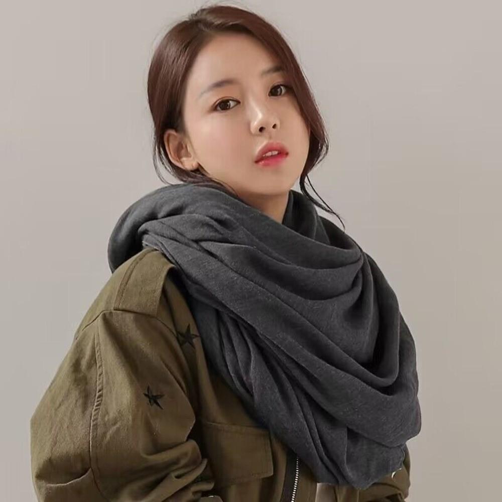 Sun Protection Female Beach Shawl Pure Color Plus Size Hijab Fashion Women Plain Scarf