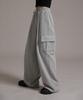 LIKE THE MOST Training Cargo Pintuck Wide Pants Melange