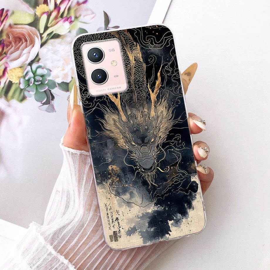 For Vivo Y33s Y55s Y55 Y75 Y21 Y21s Y21G Y21E Y21A Phone Case Floral Butterfly Bow Cat Dragon Bumper Soft Clear Silicone Cover