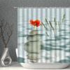 Zen Shower Curtain Green Bamboo Flowing Water Buddha Flower Goldfish Animal Bathroom Curtain Waterproof With Hooks Home Decor