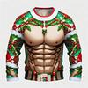 Funny Ugly Santa Claus Fake Muscles 3D Print T-shirts Xmas Men Women Long Sleeve Tees Fashion Oversized Christmas Men's Clothing