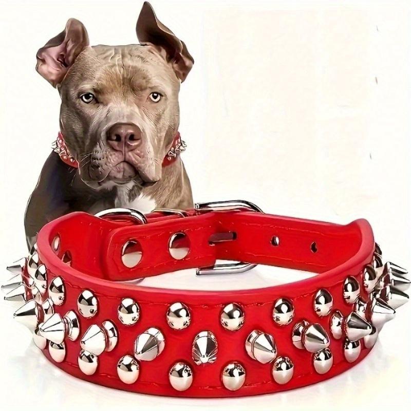 1pz Collare in Pelle PU Borchiato per Animali Domestici, Regolabile per Cani di Taglia Piccola-Media, Sicuro per Uso Esterno