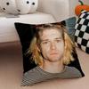 Grunge American Handsome Singer K-Kurt Cobain Cushion Cover Throw Pillow Cover Hidden Button Durable Polyester Chair Cushion