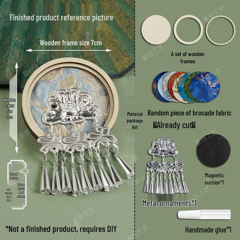 Miao Silver Guizhou Song Brocade Handmade Refrigerator Magnet Kit - Cultural and Creative Team Building Activity Pre-Cut Fabric