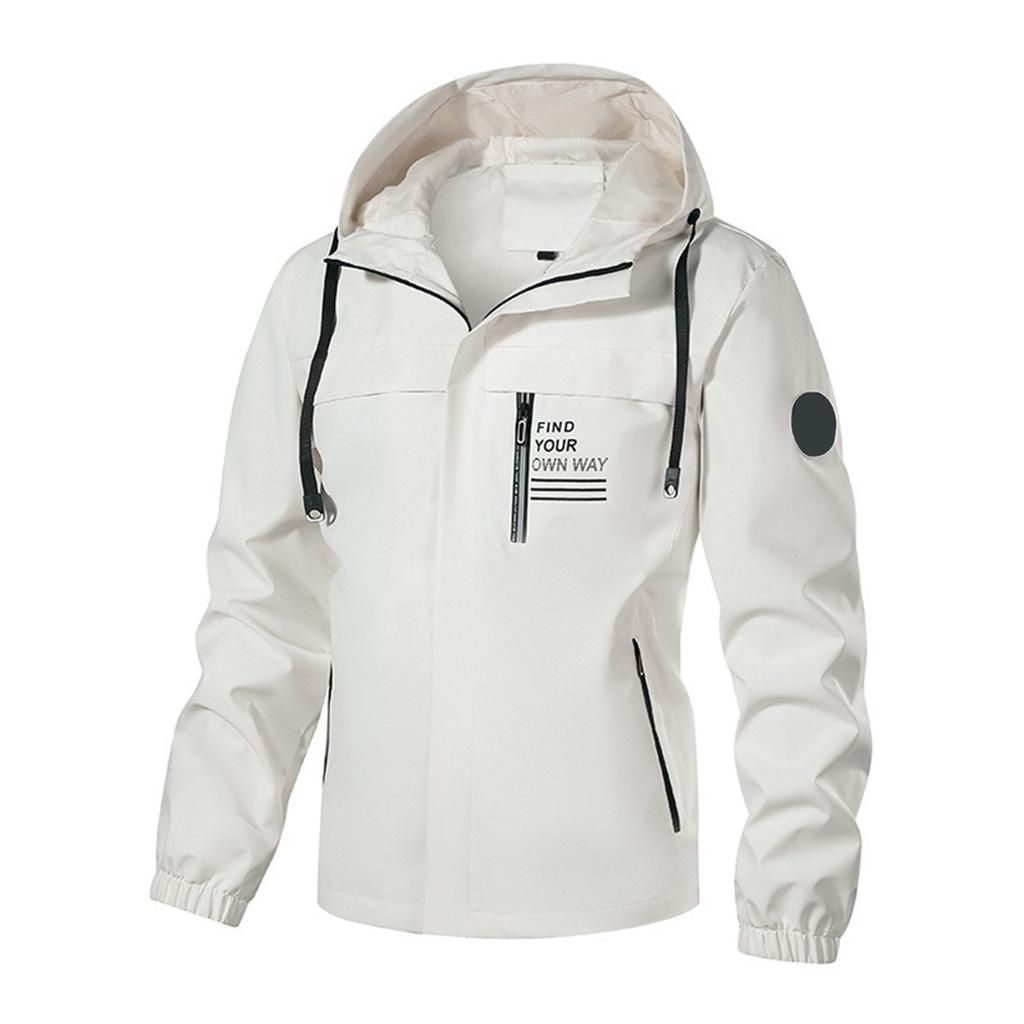 Men's Three Layer Composite Casual Hooded Jacket Single Coat Men's Outdoor Mountaineering Jacket Coat