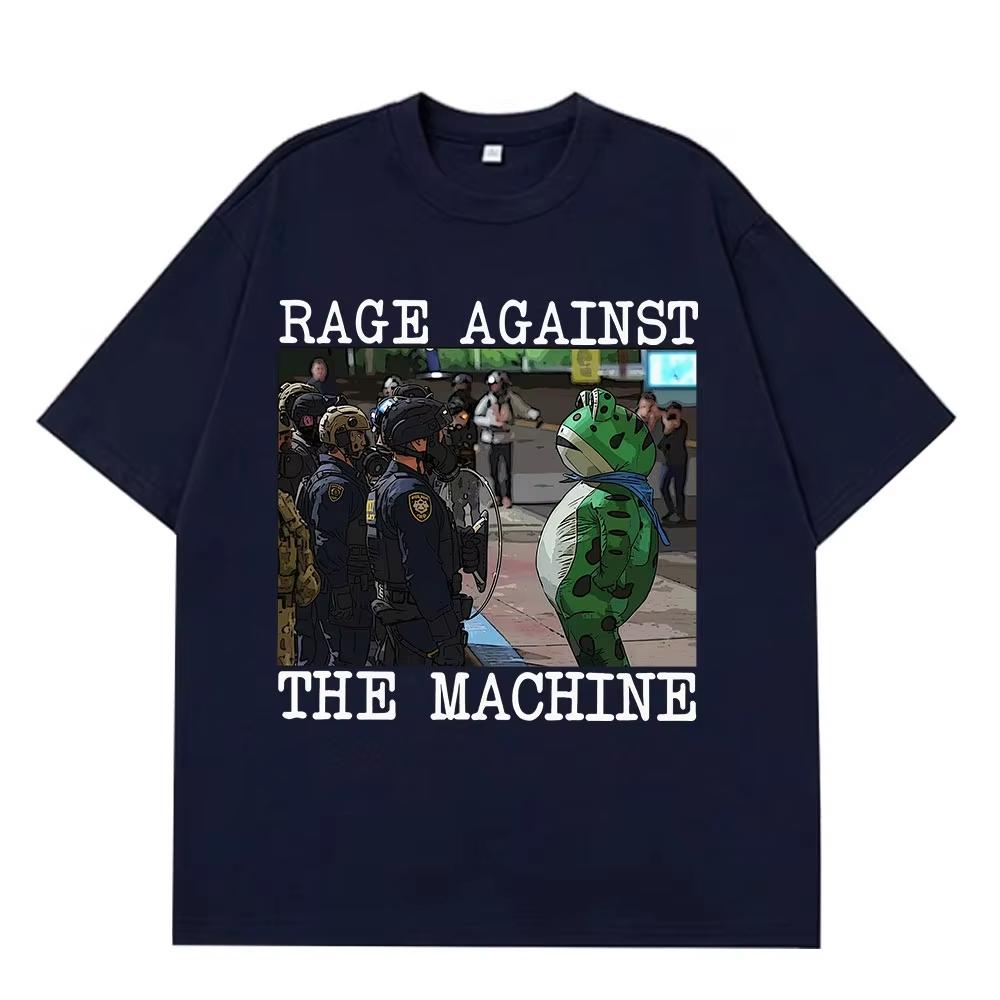 Portland Frog Protest Meme Frog Viral Meme T-shirts Men's Women Cotton Hip-hop T-shirts Short-sleeved Casual Loose Male T-shirts