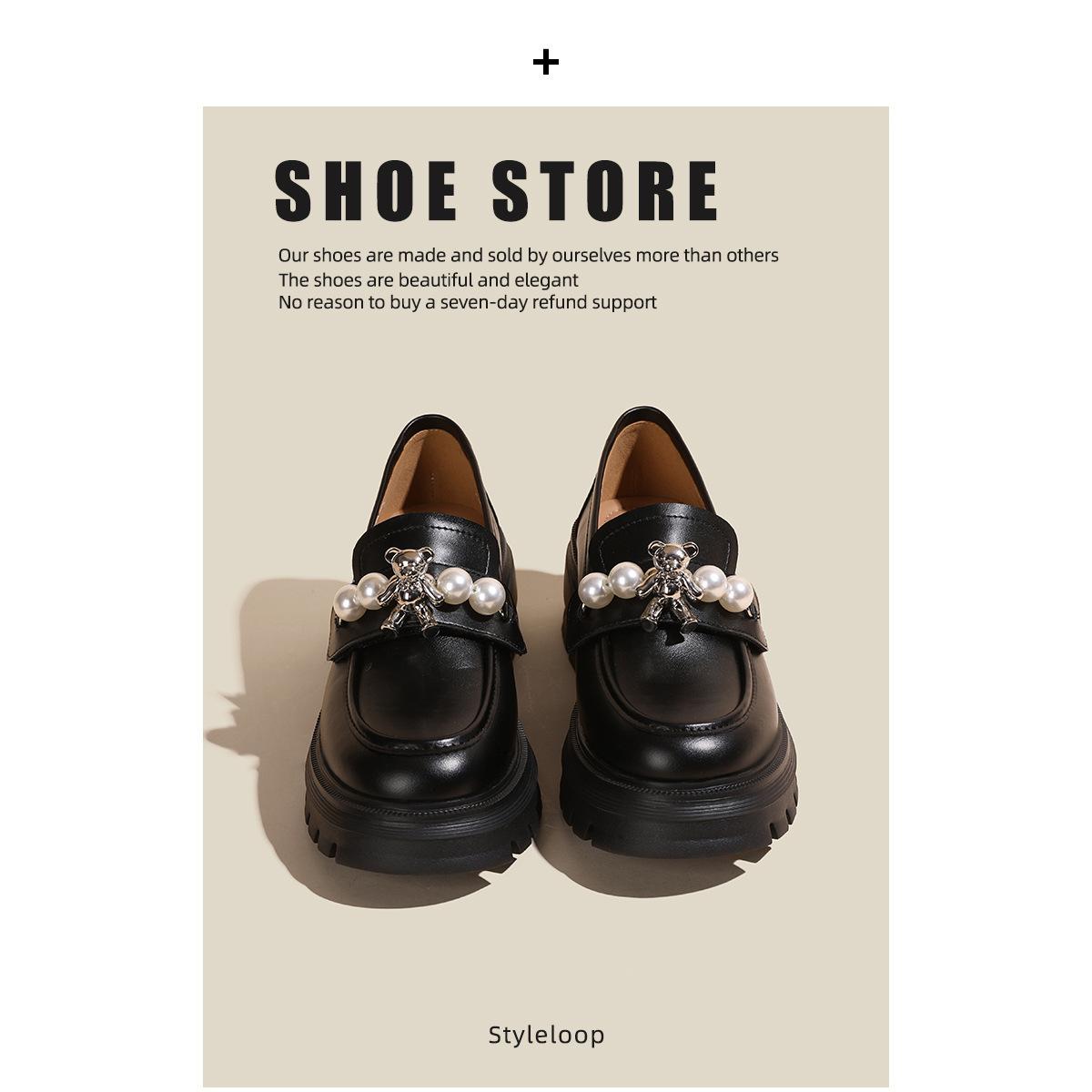 

Yuexinwang genuine leather flat for Huizhou women s shoes Su Yinyin same platform loafers retro black versatile small leather shoes 40