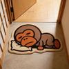 Sleeping Monkey Shaped Rug Soft Fluffy Non Slip Irregular Floor Mat Cartoon Animal Bedroom Entrance Decor Carpet