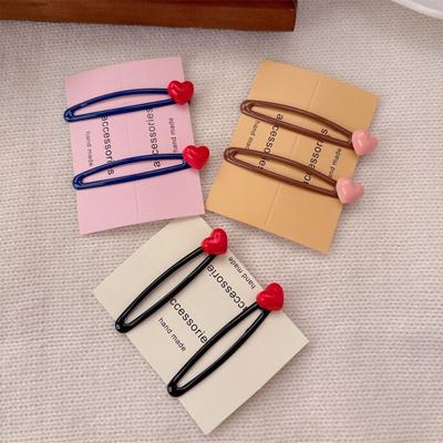A Pair Cute Sweet Style Heart BB Hairpin Love Heart Decor Y2K Students Bangs Hair Clips Hair Accessories Girls Charm Hairgrips