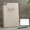 Flat Lay Writing Notebook 2027 Daily Monthly Planner Agenda, Vintage Sheepskin Texture Cover, Professional Business Journal Thick Paper Book