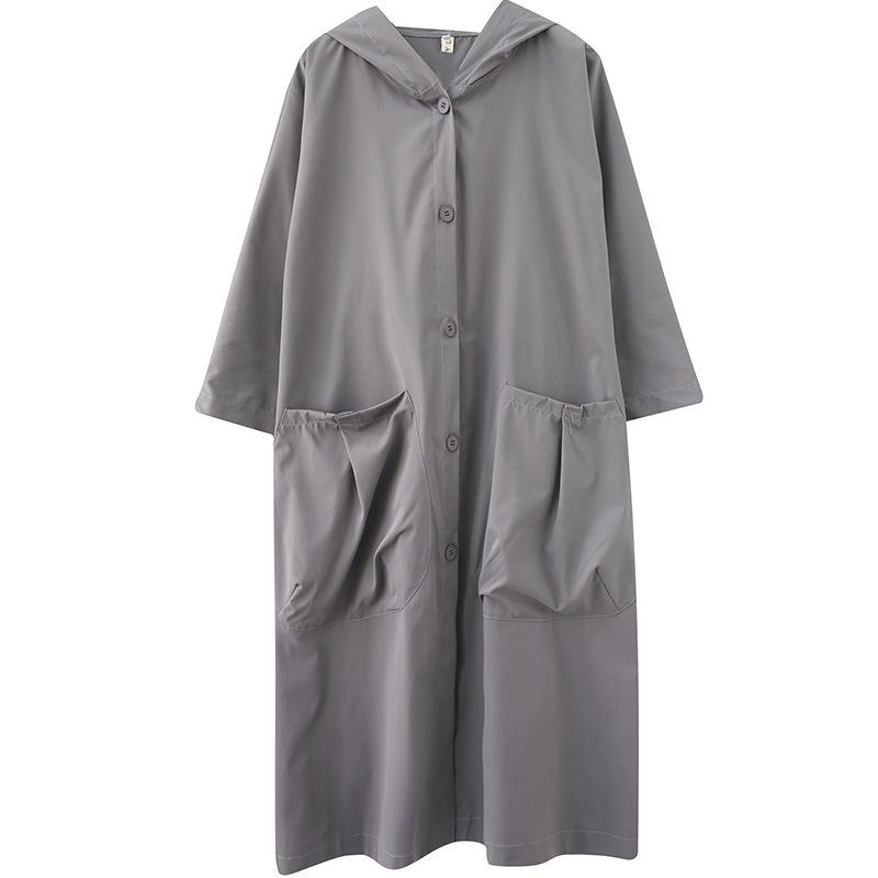 2338 Women's Plus Size Artistic Casual Trench Coat - 2026 Spring New Arrival, Mid-Length, Long-Sleeved Outerwear