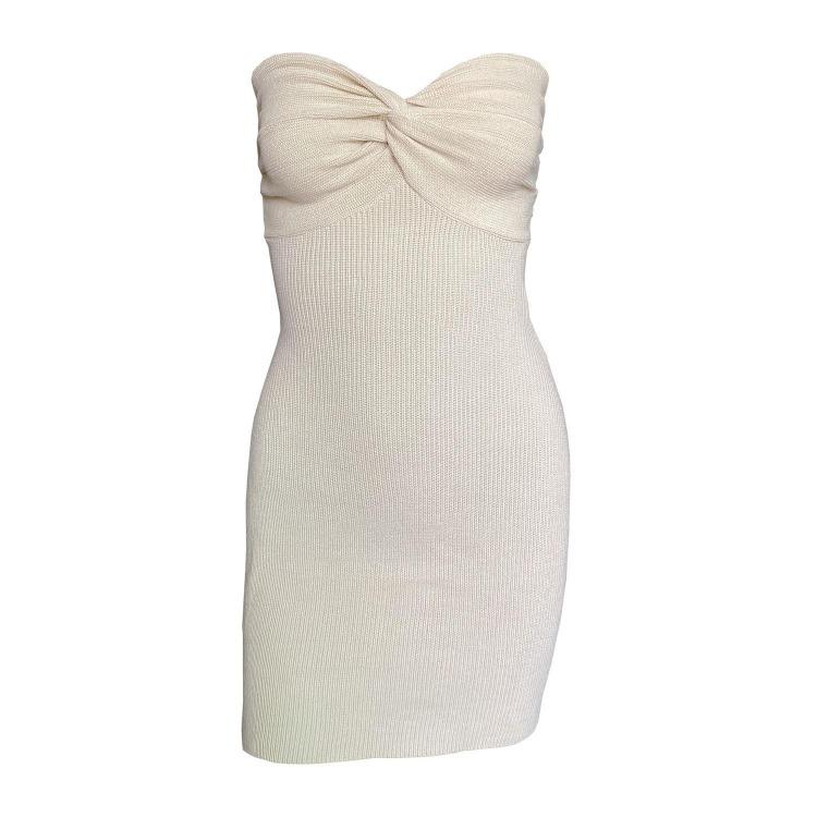 Slim Stretch Knit Cross Strapless Sleeveless Solid Color Dress for Women Spring