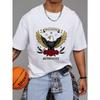 Crew Neck T Shirt White Eagle and Roses Rock Festival Authority Print Unisex Casual Wear for Music Events and Daily Outfits