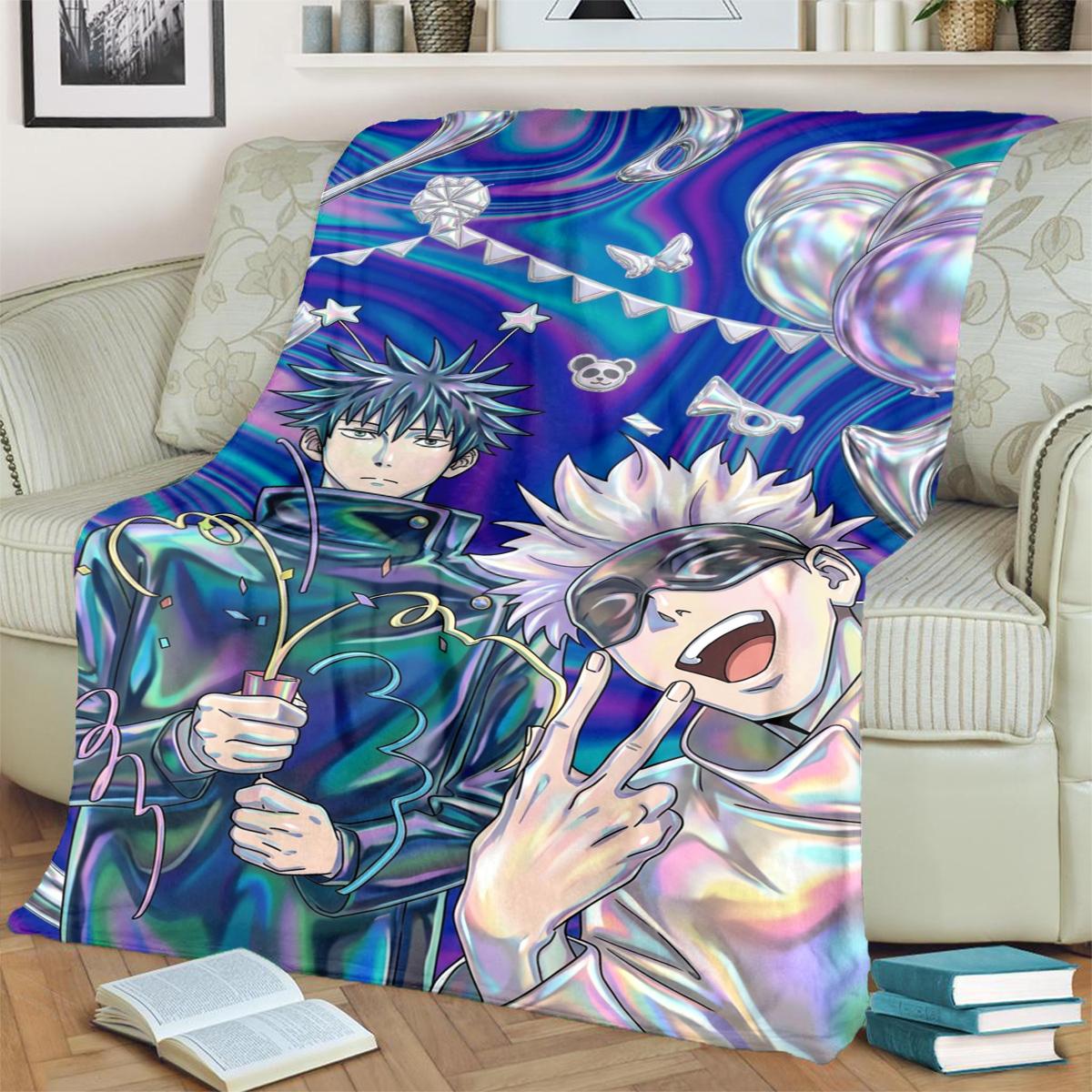 

Flannel Blanket Jujutsu Kaisen Print Warm Soft for Bedrooms, Sofas, Beds, Chairs, Picnics, Travel 75x90cm