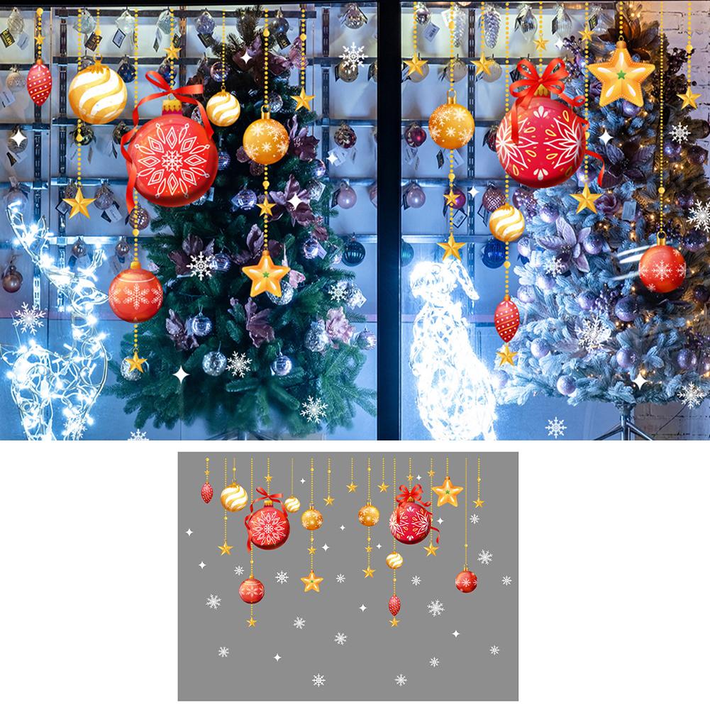 PVC Christmas Window Stickers Featuring Snowflakes and Balls for Seasonal Home Decoration on Windows and Walls
