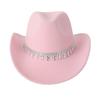 Sparkling Western Cowboy Hat Rhinestone Decoration Top Hat Elegant Felt Fedora Hat  Women