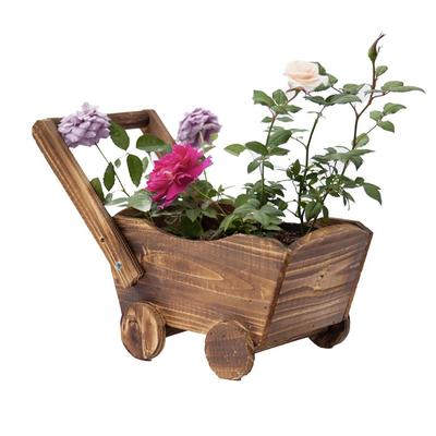 Desktop Ornament Wooden Train Flowerpot Cartoon Vintage Flower Vase Breathable Handmade Plant Pot Succulent