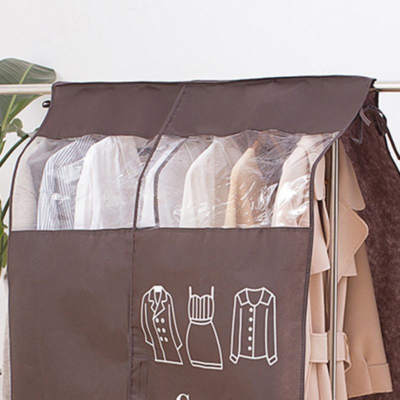 Clothes Dust Cover Nonwoven Dust Prevention Waterproof Transparent Window Design Hanging Garment Protectors