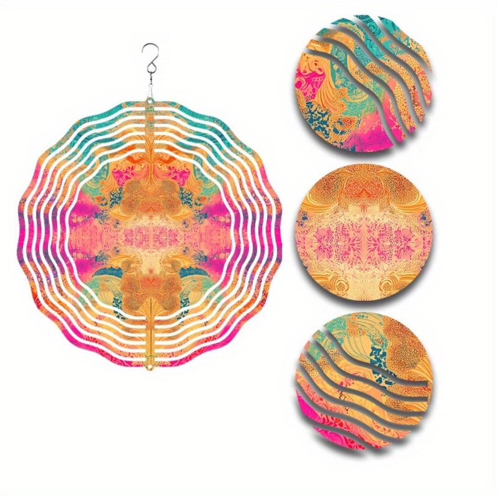 360 Degree Rotating 10 Inch Metal Wind Spinner Elegant Garden Art for Patio Balcony Decor Year Round Outdoor Hanging