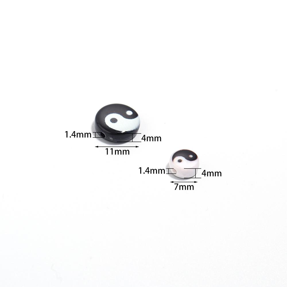 50-100pcs7 11mm Yin Yang Acrylic Beads for Jewelry Making Tai Chi Loose Spacer Beads DIY Bracelet Ncklace Accessories Wholesal