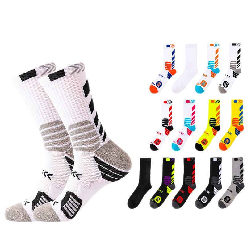 Men's Elite Basketball Socks: Trendy Color Block, Thick Terry Bottom, Sweat-Absorbent, Breathable, Professional Sports Socks.