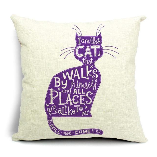 Cute Cartoon Cat Cushion Cover Cat Cotton Linen Pillow Case Sofa Decorative Pillowcase Home Accessories Animal Pillow Cover