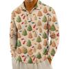 Herren Freizeit Weihnachtsdruck Knopf Langarmhemd