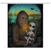 Funny Bigfoot Sasquatch Shower Curtain, Full Moon Starry Sky Bathroom Curtains Set Waterproof Polyester Bathtub Bathroom Decor