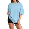 Women's Solid Color Round Neck Loose T-shirt Short Sleeve Top