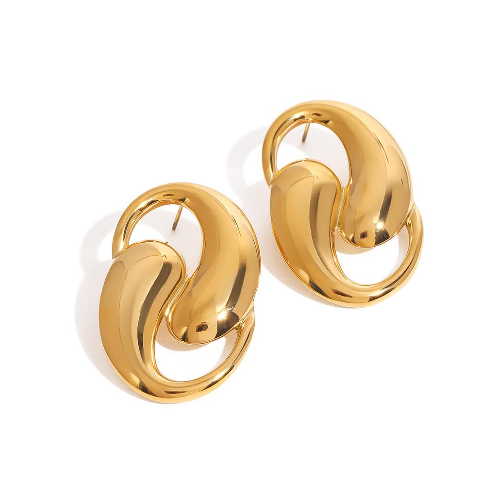New Style Dainty 18K Gold Stainless Steel Earring Pearl Fashion Flower Glass Pearl Drop Earrings
