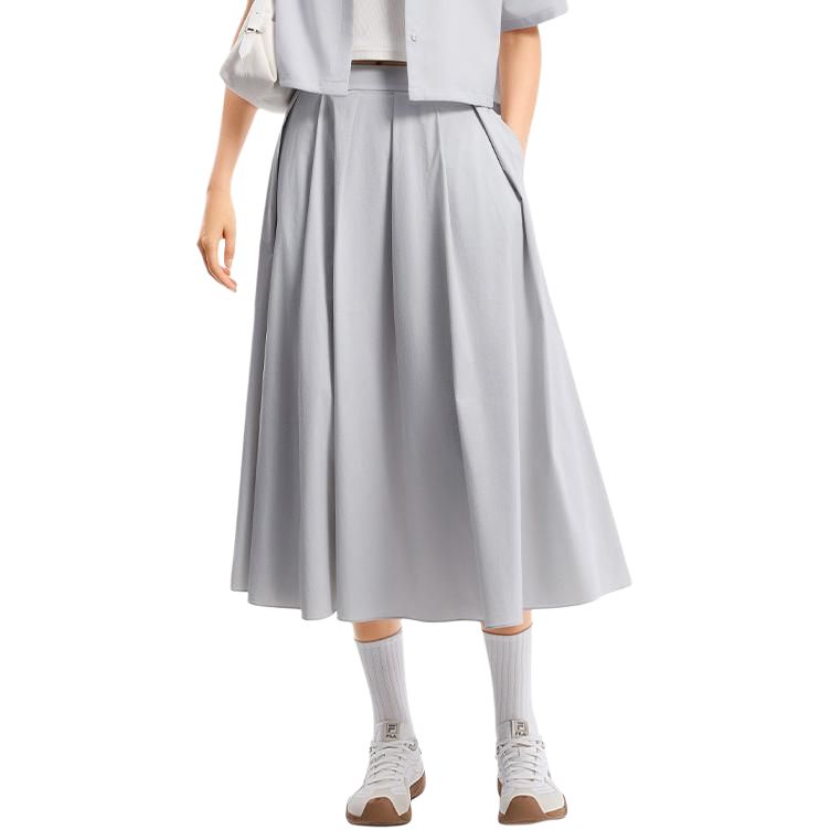 Fila White Fashion Trendy Minimalist Classic Retro Loose A-Line Woven Casual Long Skirt Women skirts F11W623315FGY
