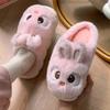 Fashion New Women's Fluffy Cartoon Rabbit Cotton Slippers for Winter Indoor Bedroom Slides Bunny Ear House Memory Foam Slippers