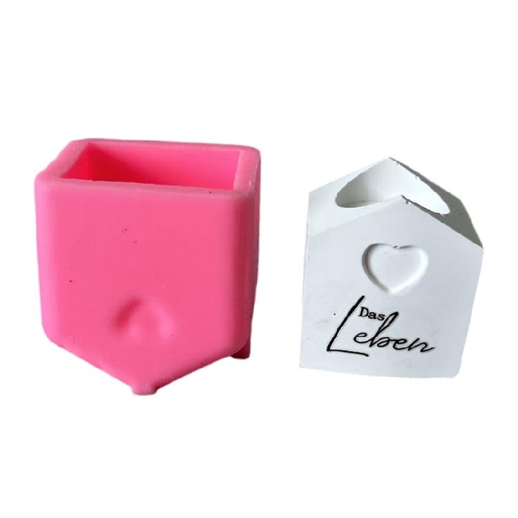

Heart House Candle Holder Silicone Molds Small House Candlestick Mould Craft Supplies Casting Molds