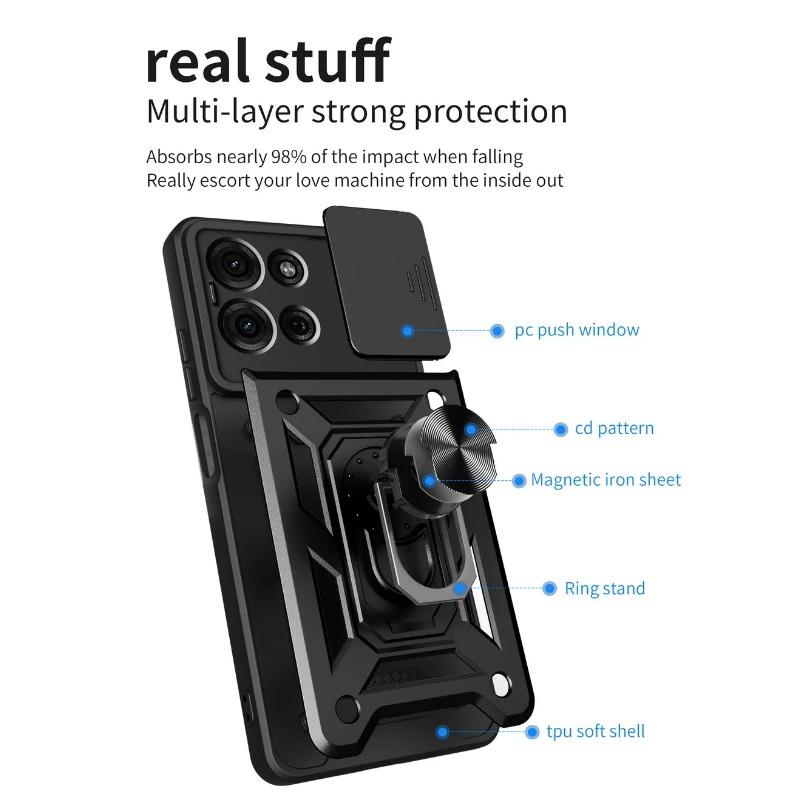 Camera Protect Case for Moto G75 G55 G35 G85 G04 G24 Power G34 G14 G54 G84 G13 G23 G53 G73 G32 G22 G30 Metal Ring Holder Cover