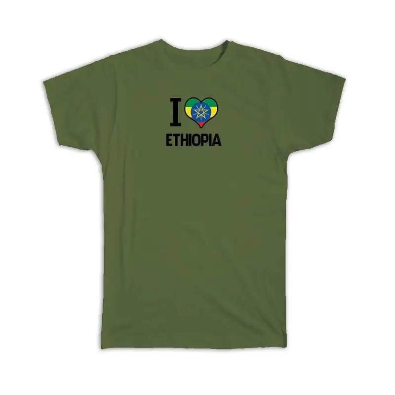 I Love Ethiopia Flag Heart Country Crest Ethiopian Expat T Shirt