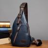 Men Sling Backpack Retro Faux Leather Chest Bag Crossbody Purse with Adjustable Shoulder Strap for Commuting Travel Daily Errands