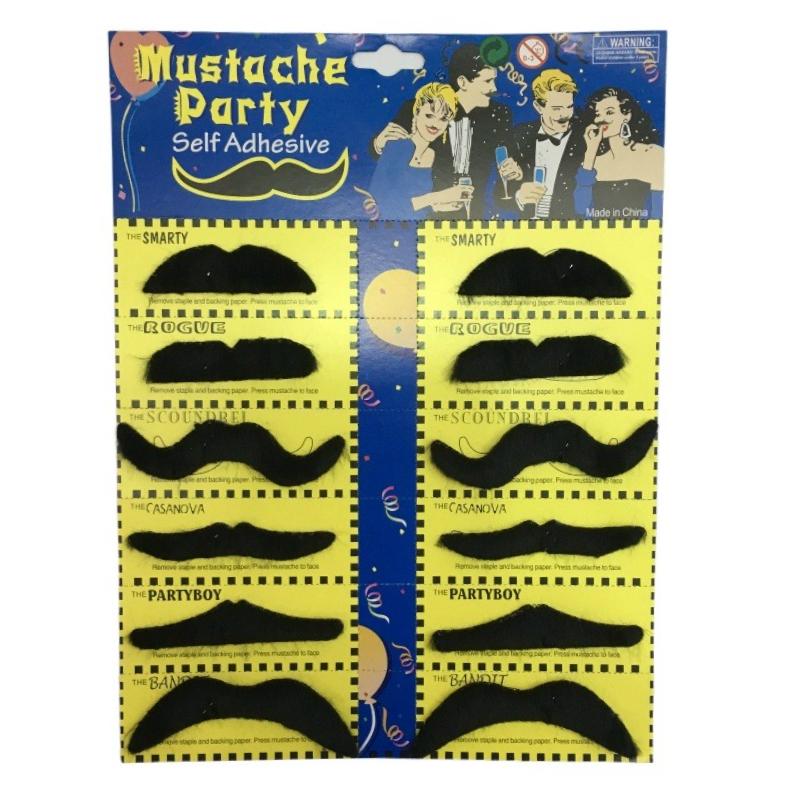 48pcs Self Adhesive Mustache Fake Beard Mustaches Mexican Fiesta Party Supplies Halloween Costume Fake Mustaches Sticker