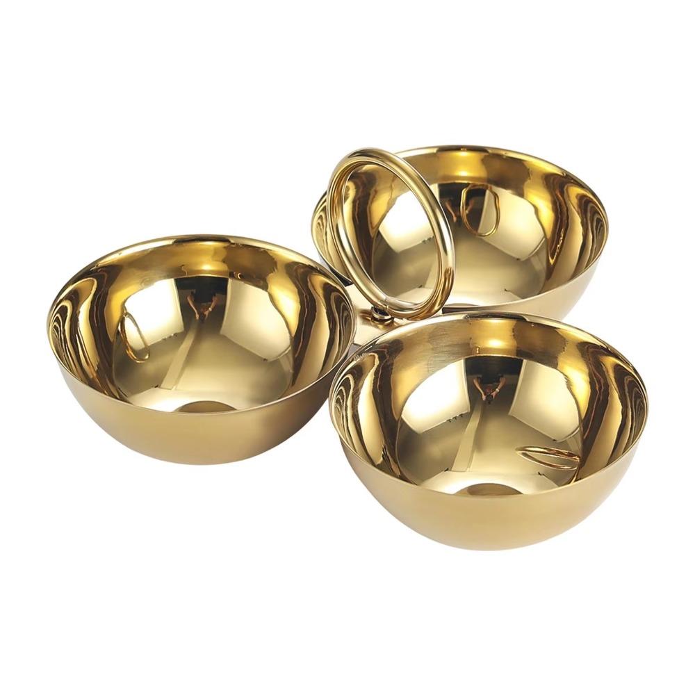 304 Stainless Steel Snack Bowl Round Bowl Circle Ring Handle Fruit Plate Rust-proof Multi-functional Appetizer Platter